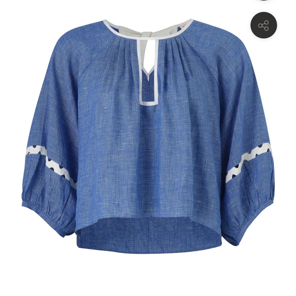 SOLD OUT Wiggy Kit gaucho blue linen top nwt size small